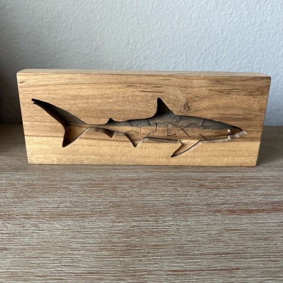 Handmade Wood Shark Puzzle Shelf Decor - Picture 10 of 10